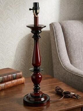 Vintage Mahogany Wood Table Lamp Traditional Turned Base 22” Tall Working